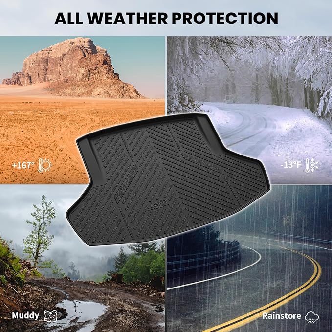 LASFIT All Weather Cargo Mats for Honda Civic 2022-2026 - Sedan | Full Surround TPE Mats, Tall Walls, 3D Custom Fit, Non-Slip, Easy Clean, Tool-Free Install, Vehicle-Specific Accessories - Image 8
