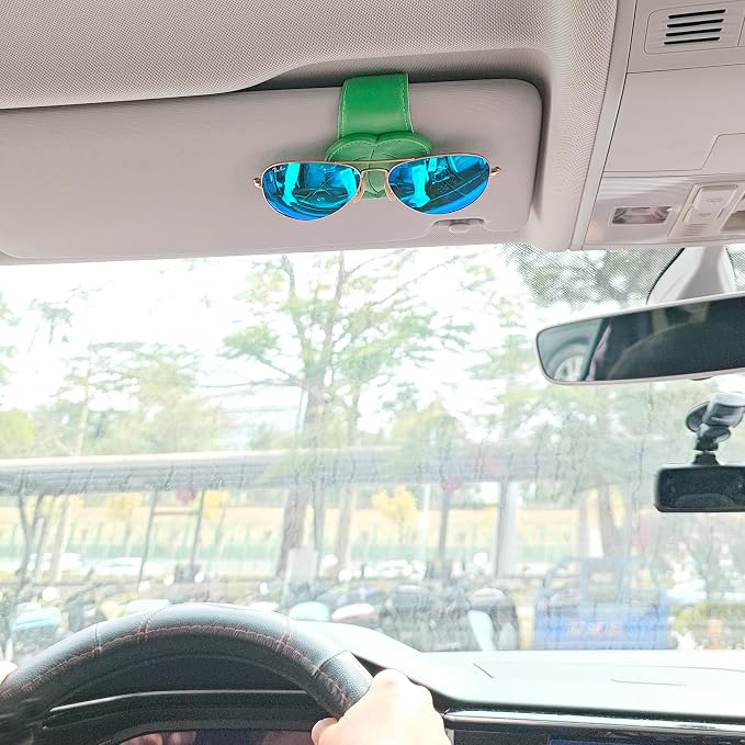 CATCH ON Cute Sunglasses Holders,Faux Leather Sunglasses Hanger Organizers Clip and Ticket Card Clip Accessories for Car Visor (Style G) | Faux Leather Ticket Card Clip - Image 6
