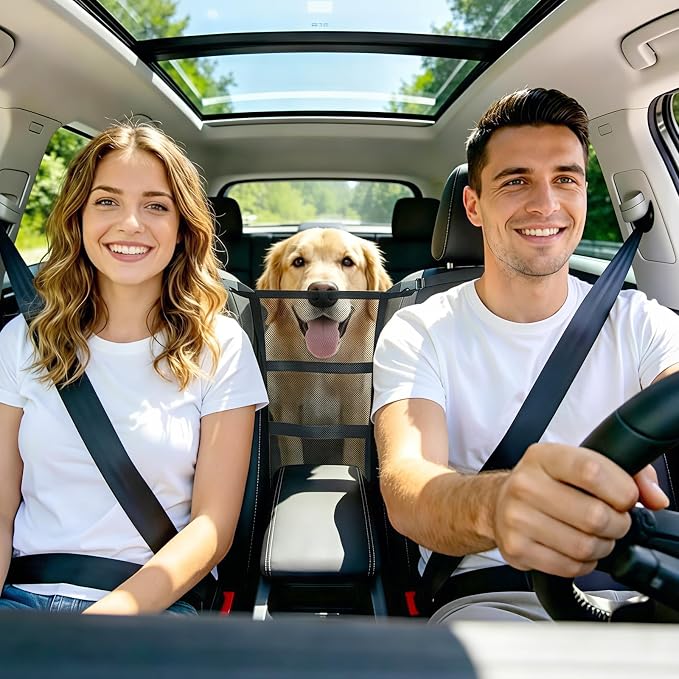 VavoPaw Dog Car Barrier, Car Net for Dog, Pet Barrier for SUV/Car/Truck | With Mesh Organizer, Scratch-Resistant, Large Barrier Area, Adjustable Strap, Sturdy Easy to Install,Car Divider for Backseat - Image 8