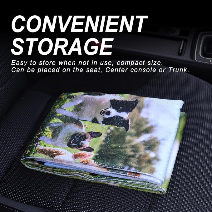 Car Seat Cover Protector Front Seats,for Gym Workout,Running,Swimming,Beach and Hiking,Waterproof Sweat Towel Bucket Seat Covers for Cars SUV Trucks (Dog Print, 1Pcs) - Image 6