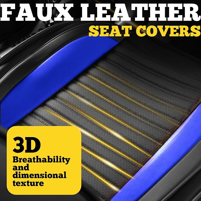 Car Seat Covers Full Set, Faux Nappa Leather, for Sedans and SUVs | Full Set, Waterproof, Airbag Compatible - Image 7