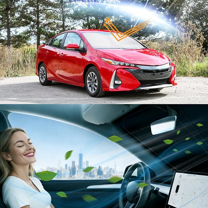 Windshield Sun Shade for 2016-2022 Prius Hatchback Toyota | Foldable, Full covered for windshield, Block UV Rays, Heat Reduction, Easy to install, Keeps Car Cooler - Image 6