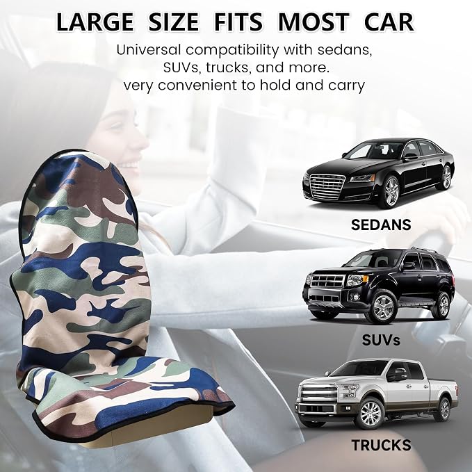 Car Seat Covers 1 Pack Waterproof Towel Car Seat Cover Universal Fit for Most Trucks SUV Fitness Athletes Pets Gym and Water Sport,Camouflage - Image 7