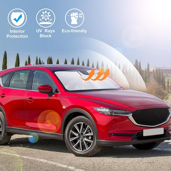 Windshield Sun Shade for 2017-2026 Mazda CX5 CX-5 Accessories | Full covered, Foldable & Durable, Block UV Rays, Reduce Heat, Easy to install, Keep Car Cooler - Image 6