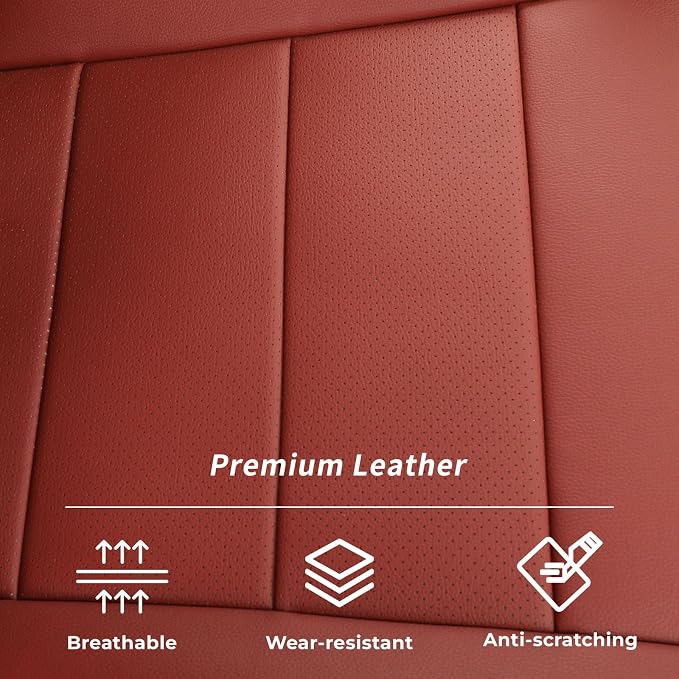 2024 2025 2026 Tacoma Seat Covers Full Set for Toyota Tacoma 4th Gen Double/Crew Cab SR,SR5,TRD Sport,TRD Off-Road,Limited,Fully Covered,Waterproof Leather Car Seat Protector(Wine Red) - Image 9