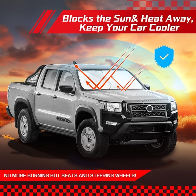 ARISMOTOR Windshield Sun Shade for Ni-ssan Frontier 2022-2025 2026 | Custom Fit, Foldable, Front Window Sunshade Sun Visor Protector, Block UV Rays, Keep Car Cooler - Image 7