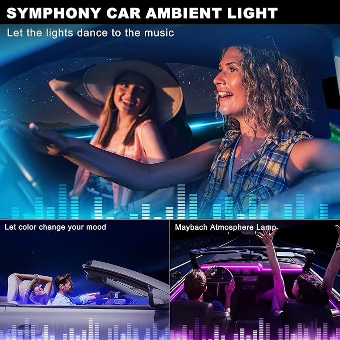 Acrylic Interior Car LED Strip Light with Wireless APP, RGB 18 in 1 with 175 inches 612 LEDs Fiber Optic Strip Lights for Car, Dual Zone Music Sync Neon Car Ambient Lighting Kits - Image 8