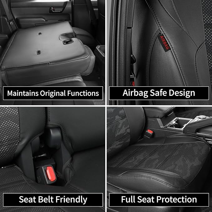 EKR Tacoma Seat Covers Custom Fit for Toyota Tacoma (Only for Hybrid) 2024 2025 2026 Double cab TRD Sport/TRD Off-Road/Limited/Trailhunter-Truck Seat Cover Full Set,Faux Leather(Black/Gray Camo A122) - Image 7