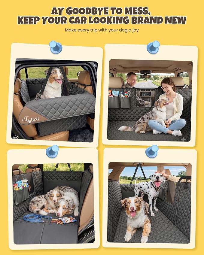 Dog Seat Cover for Back Seat Hard Bottom Dog Car Seat Cover Waterproof Scratch Proof Non Slip W/Mesh Window Side Flaps 420 Pound 51" L * 24" W * 21" H for Cars Trucks SUVs Large Dogs Road Trip - Image 9