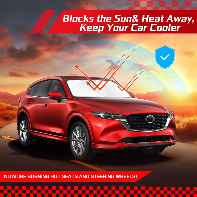 ARISMOTOR Windshield Sun Shade for Mazda CX5 2017-2026 | Custom Fit, Foldable, Front Window Sunshade Sun Visor Protector, Block UV Rays, Keep Car Cooler - Image 7