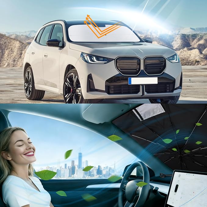 Windshield Sun Shade Umbrella for 2018-2026 BMW X3 | Full covered for windshield, Block UV Rays, Heat Reduction, Easy to install, Durable & Fold Up Small - Image 6