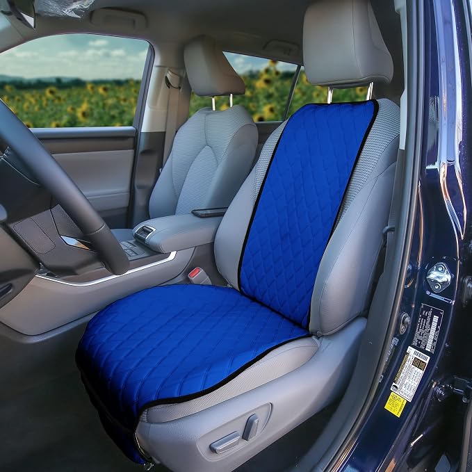 FH Group Car Seat Cushion – Neosupreme Single Front Seat Cover with Front Pockets, Airbag Compatible, Universal Fit Car Seat Cushion for Driver or Passenger Seat, SUV, Truck, Sedan & Van – Blue - Image 7