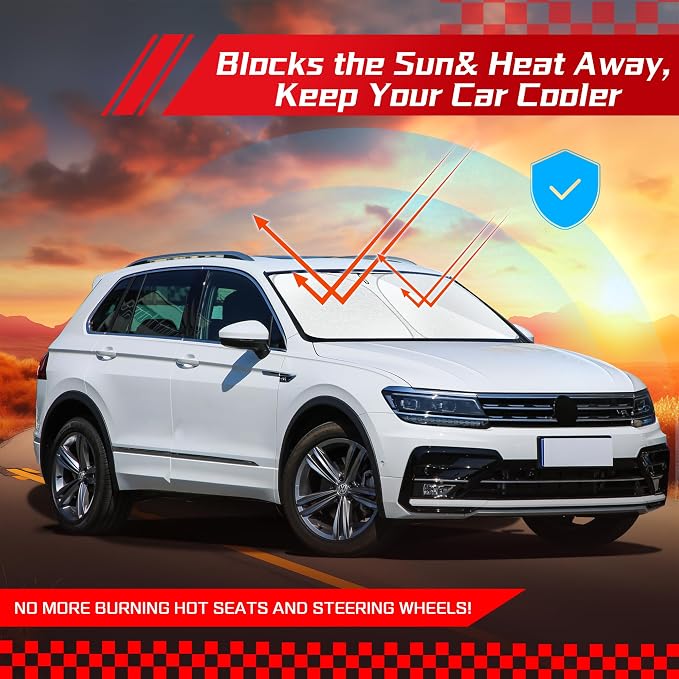 ARISMOTOR Windshield Sun Shade for Volkswagen Tiguan 2018-2025 | Custom Fit, Foldable, Front Window Sunshade Sun Visor Protector, Block UV Rays, Keep Car Cooler - Image 7