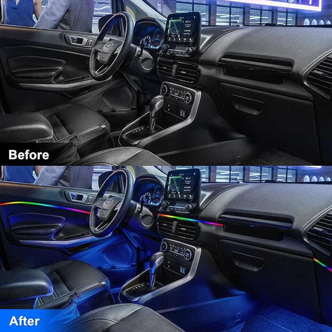 Acrylic Interior Car LED Strip Light RGB Dreamcolor 10 in1 with Wireless APP, 175 inches 593 LED 16 Million Color Fiber Optic Automotive Ambient Light Kits Music Sync Sound Activated Car Neon Lights - Image 6