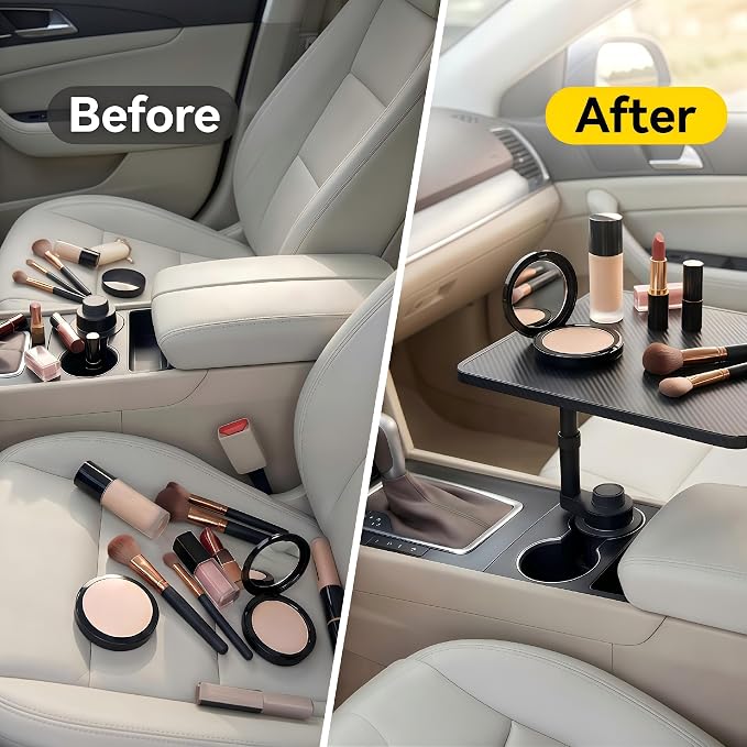Car Desk for Laptop,,car Cup Holder Tray Car Table & Car Tray with 360° Rotating Cup Holder,Adjustable Height,Compatible with Tesla Model 3/Y/S, Ford,Toyota Sienna/Most Vehicles - Image 9