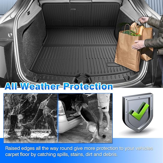 Model Y Cargo Mat - Trunk Mat for 2025 2026 Tesla Model Y Juniper 5 Seat (Not fit Standard), All Weather Cargo Liner with Backrest Mat and Door Sill Guards for Model Y Accessories, Rubber Car Mats - Image 7