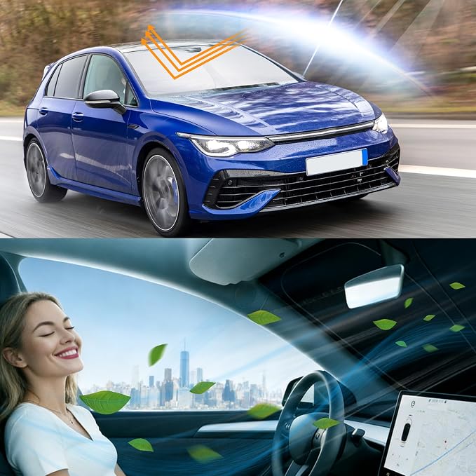 Windshield SunSshade for 2015-2021 Volkswagen Golf GTI e-Golf | Full covered for windshield, Block UV Rays, Heat Reduction, Easy to install, Keeps Car Cooler - Image 6
