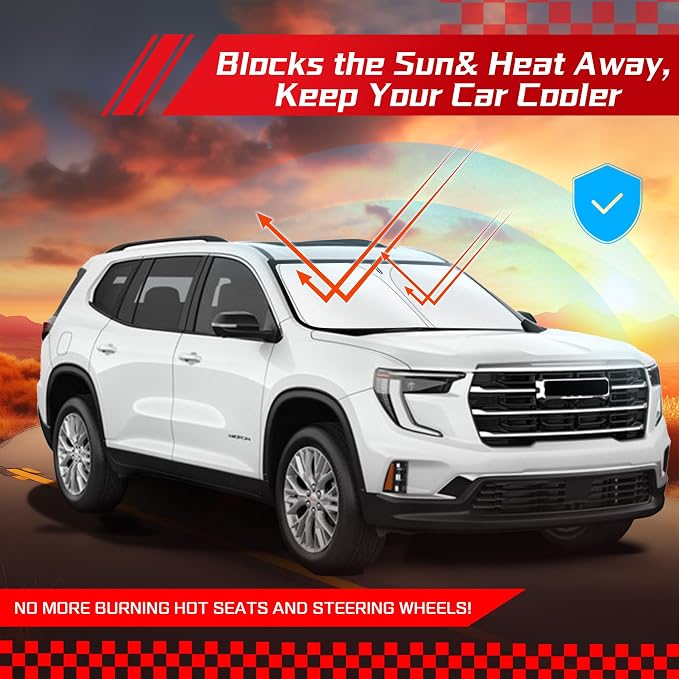 ARISMOTOR Windshield Sun Shade for GMC Acadia 2024-2026 | Custom Fit, Foldable, Front Window Sunshade Sun Visor Protector, Block UV Rays, Keep Car Cooler - Image 7
