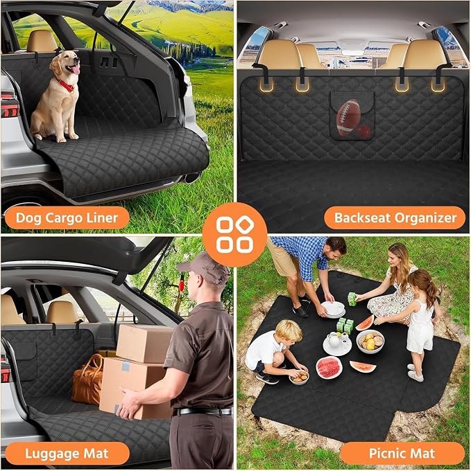 Simple Trending SUV Cargo Liner for Dogs, Waterproof Dog Car Seat Cover Mat | for SUVs Sedans Vans, Universal Fit Pet Trunk Cover with Non-Slip Bumper Flap Protector, Black - Image 7