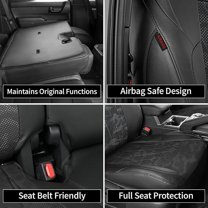 EKR Tacoma Seat Covers Custom Fit for Toyota Tacoma (Only for Hybrid) 2024 2025 2026 Double cab TRD Sport/TRD Off-Road/Limited/Trailhunter-Truck Seat Cover Full Set,Faux Leather(Black/Gray Camo A63) - Image 7