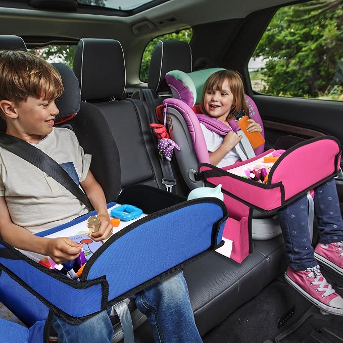 Car Seat Tray,Toddler Road Trip Essentials With Drawing Kit | Road Trip Essentials Accessories Lap Tray with iPad Holder Stand & Dry Erase Board as Travel Gifts for Kid,2PC - Image 9