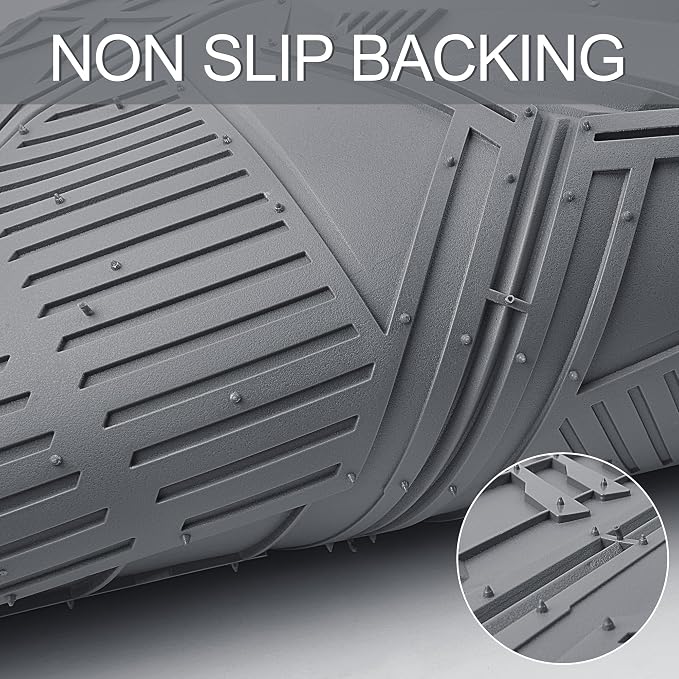 CAR PASS Heavy Duty Rubber Car Mats with Cargo Liner, Deep-Dish Car Floor Mats and Trunk Mat All Weather, Universal Trim-to-Fit for SUVs Trucks Sedans, Waterproof Anti-Slip, Trimmable V12 Gray - Image 7