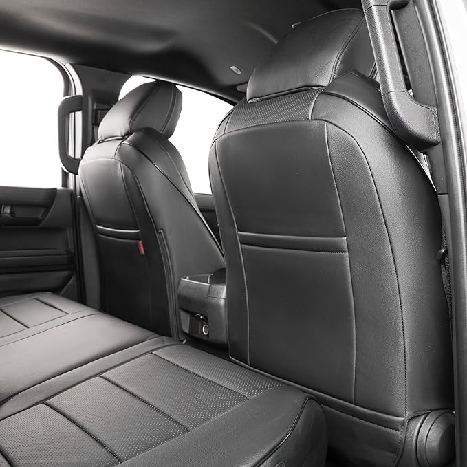 EKR Tacoma Back Seat Covers Custom for Toyota Tacoma (Hybrid) 2024 2025 2026 Double cab TRD Sport,TRD Off-Road,Limited,Trailhunter- Second Row Only,Faux Leather(Black) - Image 5