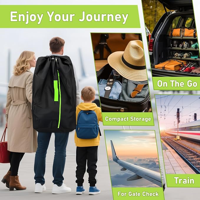 Car Seat Bags For Airplane Travel | Gate Check Bag, Durable Travel Bag with Thickened Shoulder Straps and 2pcs Luggage Tags For Airplane - Image 7