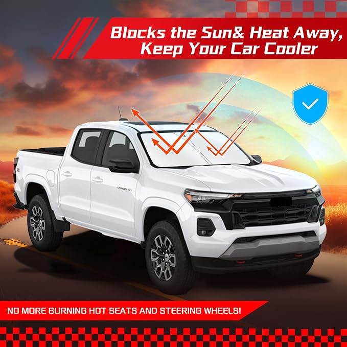ARISMOTOR Windshield Sun Shade for Chevrolet Chevy Colorado 2023-2026 | Custom Fit, Foldable, Front Window Sunshade Sun Visor Protector, Block UV Rays, Keep Car Cooler - Image 7