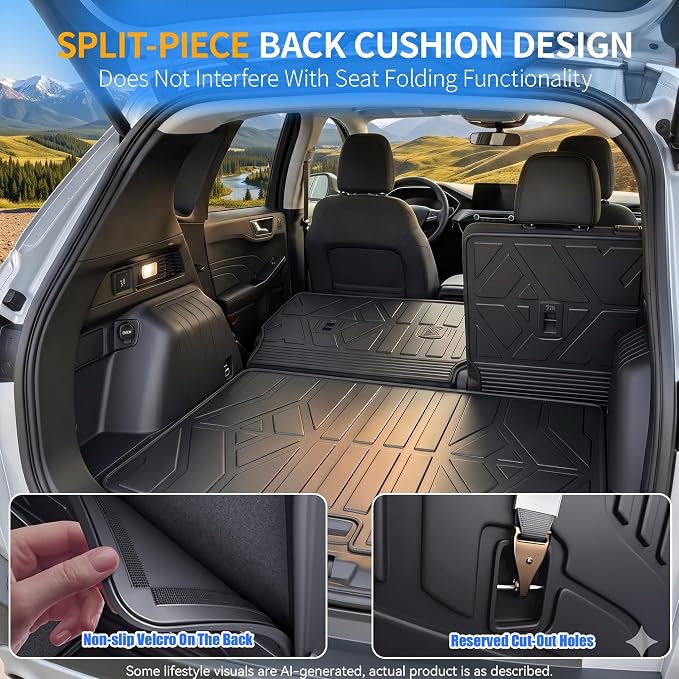 GYGY Cargo Mat Trunk Liner with Backrest Mats, Fit for 2020-2025 2026 Ford Escape(Only Gas), All Weather Waterproof TPE Rear Cargo Tray - Image 7