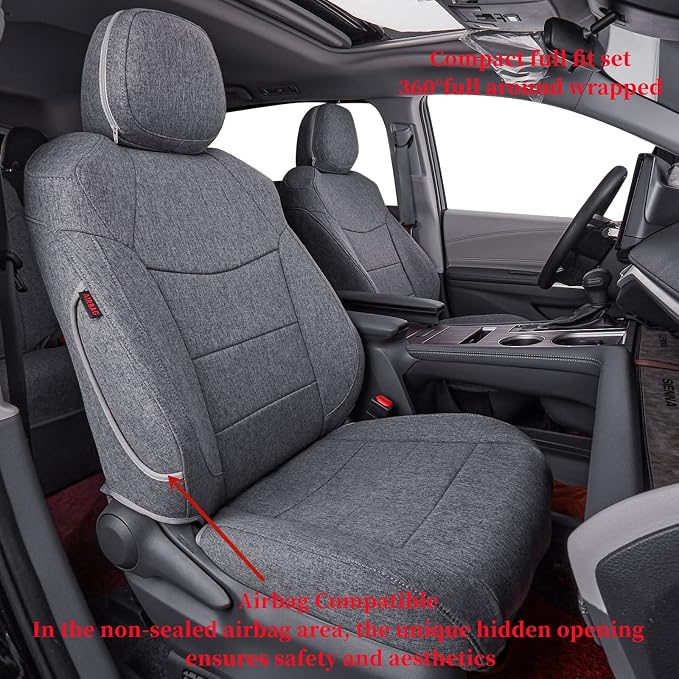 Sienna Car Seat Covers Custom Fit for 2011-2020 Toyota Sienna XLE,Limited,Limited Premium,2nd Row Captain Seats w/Foot Rest,Full Coverage Polyester Seat Protector (Full Set,Gray) - Image 8