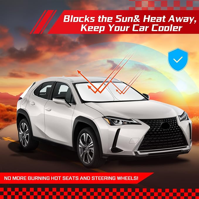 ARISMOTOR Windshield Sun Shade for Le-xus UX UX200 UX250h UX260h 2019-2026 | UX300h UX300e, Custom Fit, Foldable, Front Window Sunshade Sun Visor Protector, Block UV Rays, Keep Car Cooler - Image 7