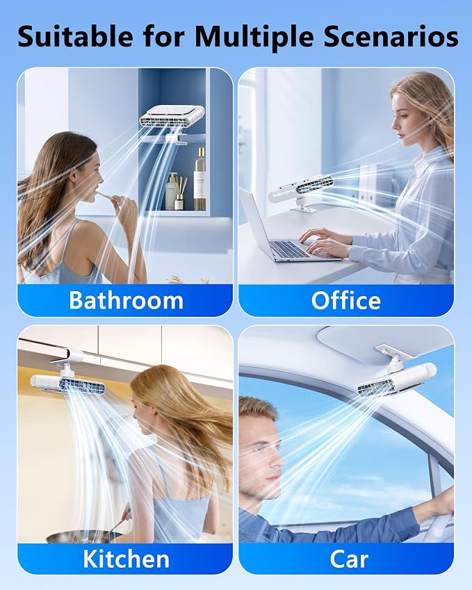 Car Clip on Fan for Sun Visor, 3000mAh Rechargeable Battery Powered Usb Fans That Blow Cold Air, Portable Car Cooling Fan for Cars without Ac, for Vehicle, Van, Suv, Rv, Truck, White - Image 9