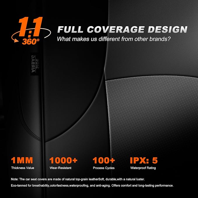 Custom Fit Seat Covers for Toyota 4Runner 2011-2024 | Full Set Waterproof Airbag Compatible Car Seats Cover for 4Runner Accessories Black&Gray (5 Seats Model Only) - Image 9