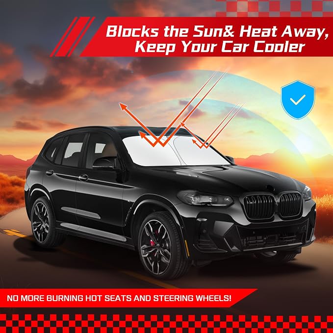 ARISMOTOR Windshield Sun Shade for BMW X3 2018-2025 2026 | Custom Fit, Foldable, Front Window Sunshade Sun Visor Protector, Block UV Rays, Keep Car Cooler - Image 7