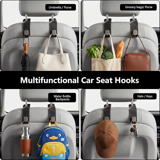 Purse Hook for Car Seat Headrest, Suede Car Purse Hook, Heavy Duty Car Hook Organizer for Handbags, Grocery Bags & Backpacks, Universal Car Hooks for SUV Truck Interior(Black,2pc) - Image 7
