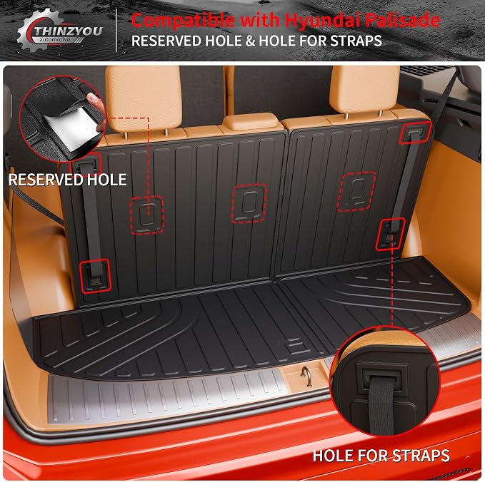 Floor Mats for 2026 Hyundai Palisade Gas 7 Seats Captain Chairs | Cargo Mat Trunk Mat Cargo Liner TPE Back Seat Cover Protector Palisade All Weather Accessories - Image 8