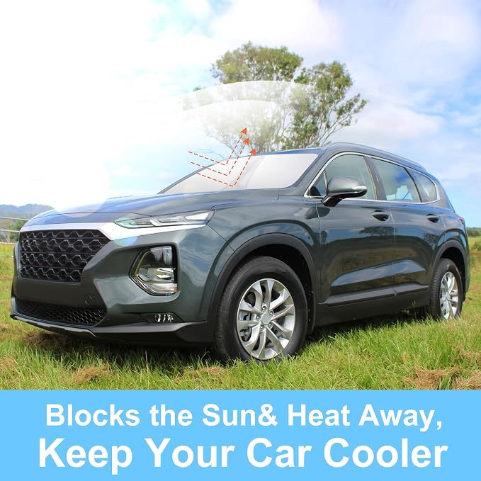 Windshield Sun Shade for 2019-2026 Hyundai Santa Fe Accessories | Full covered for windshield, Foldable & Durable, Block UV Rays, Reduce Heat, Easy to install, Keep Car Cooler - Image 6