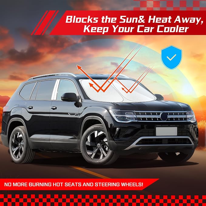 ARISMOTOR Windshield Sun Shade for Volkswagen Atlas Cross Sport 2018-2026 | Custom Fit, Foldable, Front Window Sunshade Sun Visor Protector, Block UV Rays, Keep Car Cooler - Image 7