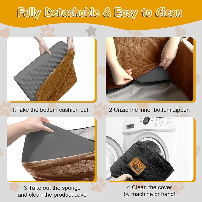 Dog Car Seat for Small/Medium Dogs, Memory Foam Dog Booster Seat, Travel Safety Per Car Seat with Washable Removable Cover, Storage Pockets for Dogs up to 35 lbs(BlackBrown) - Image 7