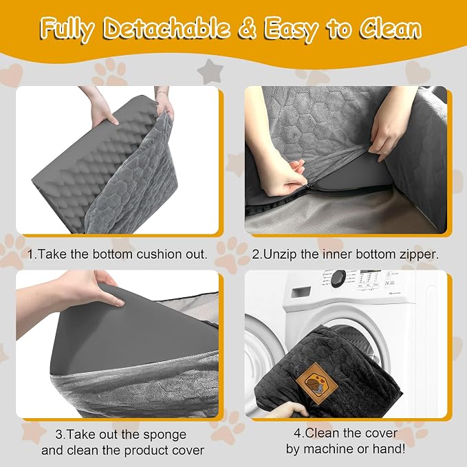 Dog Car Seat for Small/Medium Dogs, Memory Foam Dog Booster Seat, Travel Safety Per Car Seat with Washable Removable Cover, Storage Pockets, up to 35 lbs(BlackGray) - Image 7