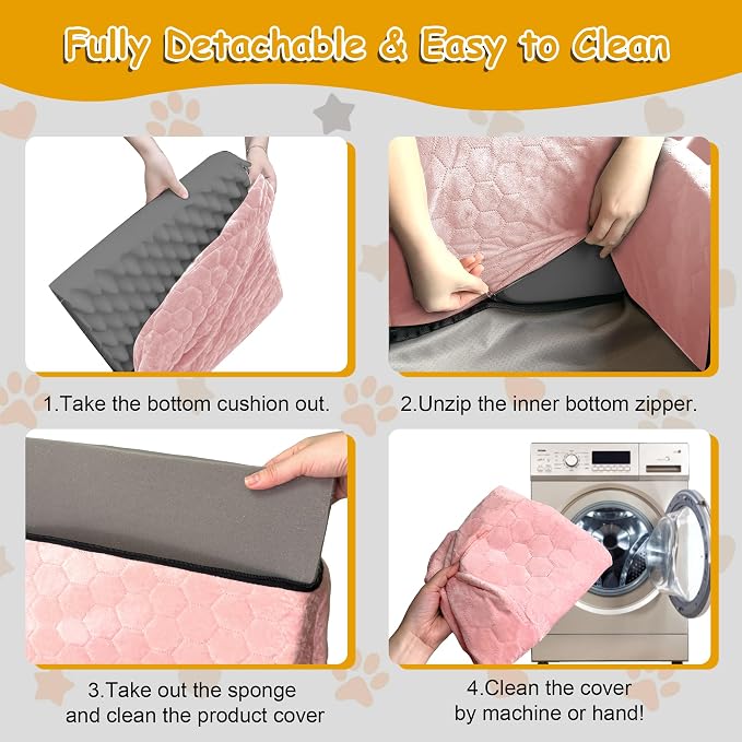 Dog Car Seat for Small/Medium Dogs, Memory Foam Dog Booster Seat, Travel Safety Per Car Seat with Washable Removable Cover, Storage Pockets for Dogs up to 35 lbs (Pink, Small) - Image 7