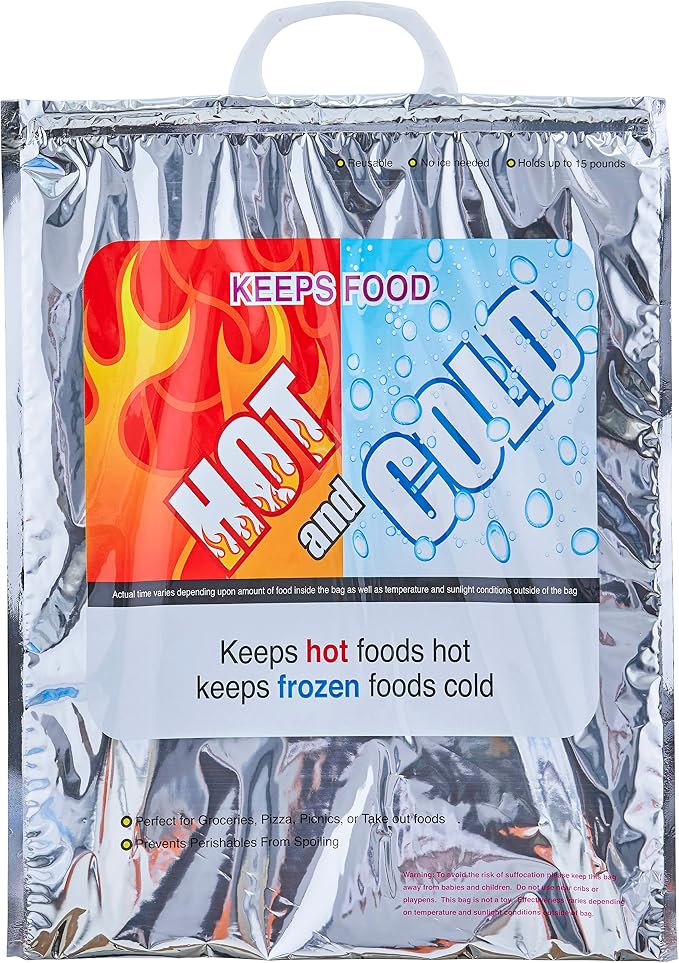 Superio Hot and Cold Insulated Bags for Food Delivery, Grocery Shopping Bags, Food Storage for Hot and Frozen Food for Travel, Disposable Cooler Bag, Reinforced Thermal Lunch Bag (12, 13.5"x17.5") - Image 8