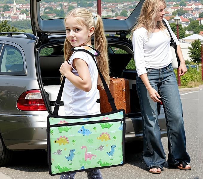 Car Seat Tray,Toddler Road Trip Essentials With Drawing Kit | Road Trip Essentials Accessories Lap Tray with iPad Holder Stand & Dry Erase Board as Travel Gifts for Kid,Green - Image 9