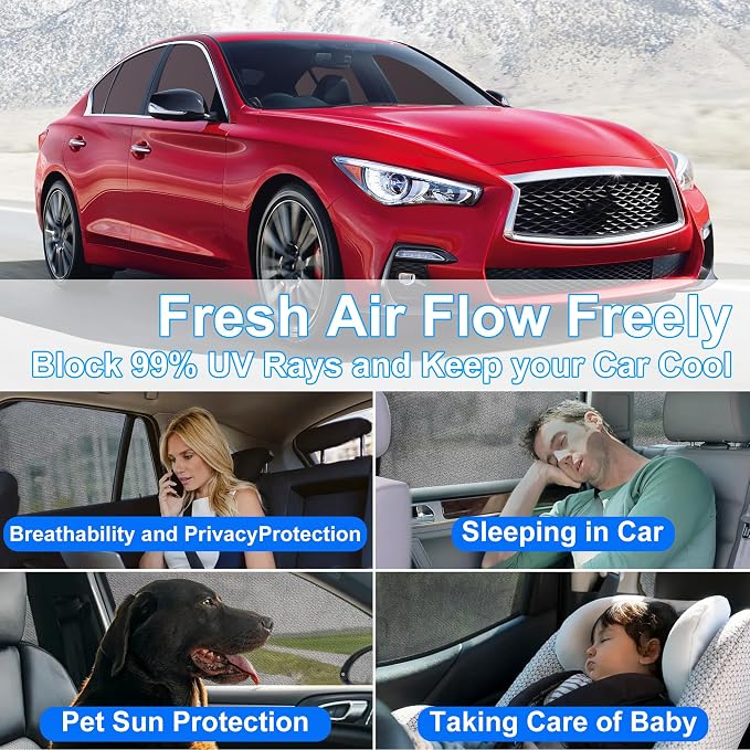 Front Side Half Window Shade Foldable Custom Fit for Infiniti Q50 2015-2019 Car Window Shades for Side Window Sun Shade UV Protection Heat Insulation for Camping Sleeping 4PCS - Image 6