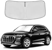 for Audi Q5 Windshield Sun Shade 2018-2024 2025 2026 Front Window Shade Custom Fit Q5 Accessories SQ5 Premium, Premium Plus, Prestige Crossover SUV Sun Visor Foldable Shade Blocks UV Rays Accessories by AuyNeas