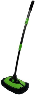 43'' Car Wash Brush with Long Handle Chenille Microfiber Car Wash Kit Mitt Retractable Bent Pole Car Wash Mop for Cars RV Truck Boat (Green-1) by NEZENO