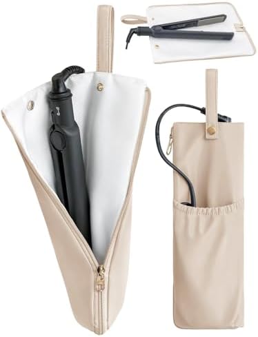 Lifeplus Holder & Mat for Hot Tools, Curling Iron Flat Iron Heat Resistant Hair Tools Travel Bag - Ideal for Home, Travel, Gift (Beige) by Unknown