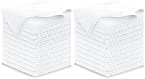 USANOOKS Microfiber Cleaning Cloth - White - 24Pcs (12.5x12.5 inch) High Performance - 1200 Washes, Ultra Absorbent Car Towel Traps Grime & Liquid for Streak-Free Mirror Shine - Car Washing Cloth by USANOOKS