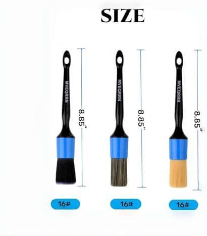 MVEQRRN 3pcs Car Detailing Brush Set,Boars Hair Detailing Brush Blue - Image 2